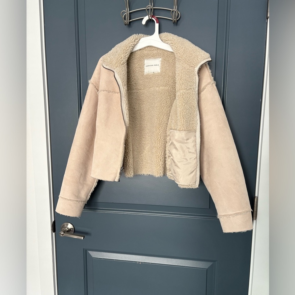 American Eagle Cream Sherpa Jacket